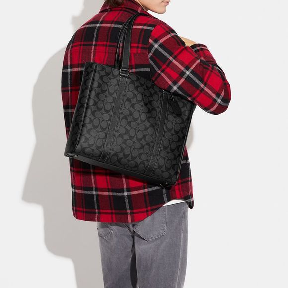 NWT Coach Outlet Hudson Double Handle Tote Bag In Signature Canvas - Picture 5 of 6